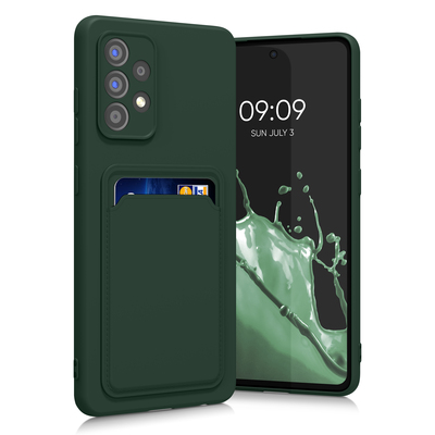 Cross selling TPU Hülle mit Kartenfach für Samsung Galaxy A52 / A52 5G / A52s 5G Dunkelgrün