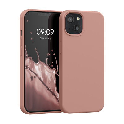 Gummierte Silikon Hülle für Apple iPhone 13 in Orange Clay