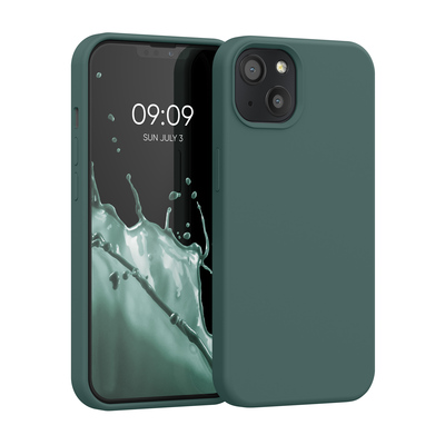 Gummierte Silikon Hülle für Apple iPhone 13 in Blaugrün