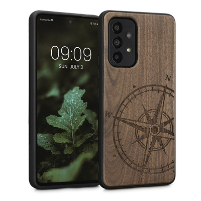 Holz Hardcase mit TPU Bumper für Samsung Galaxy A53 5G Kompass Vintage