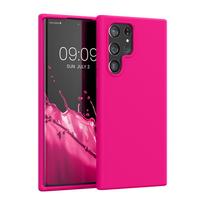 Gummierte Silikon Hülle für Samsung Galaxy S22 Ultra in Neon Pink