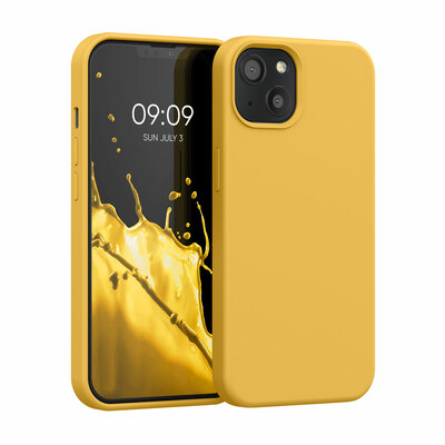 Gummierte Silikon Hülle für Apple iPhone 13 in Mango