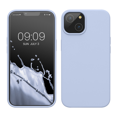 Gummierte Silikon Hülle für Apple iPhone 14 in Hellblau matt