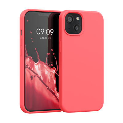 Gummierte Silikon Hülle für Apple iPhone 13 in Leuchtende Koralle