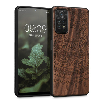 Cross selling Holz Hardcase mit TPU Bumper für Xiaomi Redmi Note 11 Pro / Note 11 Pro (5G) / Note 12 Pro (4G) Indische Sonne Design