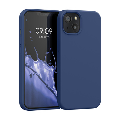Gummierte Silikon Hülle für Apple iPhone 13 in Marineblau