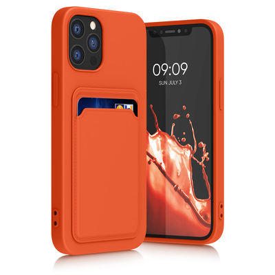 TPU Hülle mit Kartenfach für Apple iPhone 12 / iPhone 12 Pro Orange