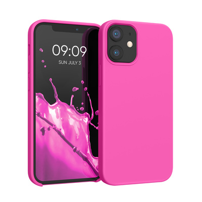 Gummierte Silikon Hülle für Apple iPhone 12 mini in Magenta