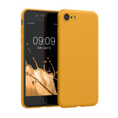 Slim Gummierte Silikon Hülle für Apple iPhone SE (2022) / iPhone SE (2020) / iPhone 8 / iPhone 7 in Mango