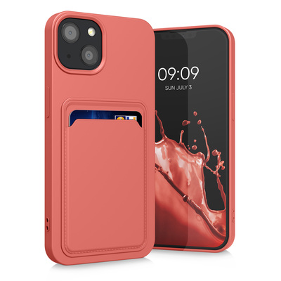 TPU Hülle mit Kartenfach für Apple iPhone 13 Koralle