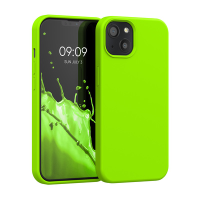 Gummierte Silikon Hülle für Apple iPhone 13 in Neon Gelb
