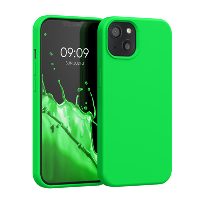 Gummierte Silikon Hülle für Apple iPhone 13 in Neon Grün