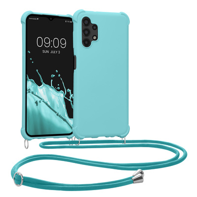 TPU Case matt mit Kordel zum Umhängen für Samsung Galaxy A13 4G Hellblau
