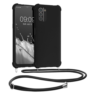 TPU Case matt mit Kordel zum Umhängen für Nokia G21 / G11 Schwarz