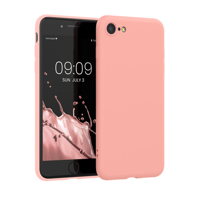 Slim Gummierte Silikon Hülle für Apple iPhone SE (2022) / iPhone SE (2020) / iPhone 8 / iPhone 7 in Rosegold matt
