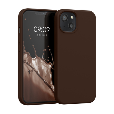 Gummierte Silikon Hülle für Apple iPhone 13 in Chocolate
