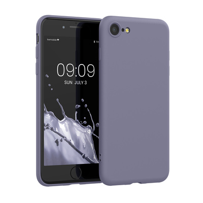Slim Gummierte Silikon Hülle für Apple iPhone SE (2022) / iPhone SE (2020) / iPhone 8 / iPhone 7 in Soft Blue Lavender