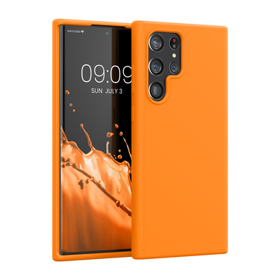 Gummierte Silikon Hülle für Samsung Galaxy S22 Ultra in Fruity Orange