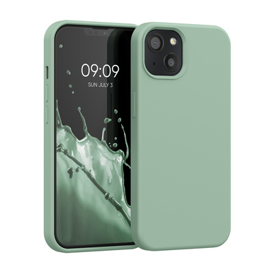 Gummierte Silikon Hülle für Apple iPhone 13 in Porzellan Grün