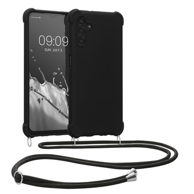 TPU Case matt mit Kordel zum Umhängen für Samsung Galaxy A13 5G Schwarz