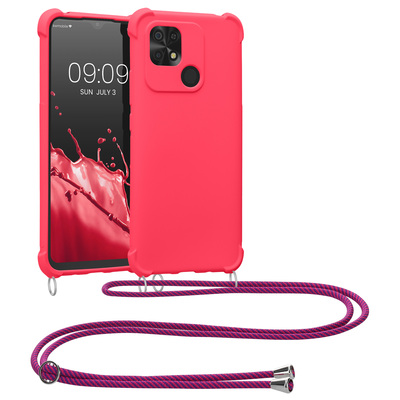 TPU Case matt mit Kordel zum Umhängen für Xiaomi Redmi 10C Awesome Pink