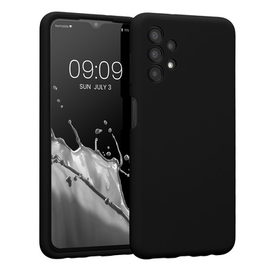 Gummierte Silikon Hülle mit Kameraschutz für Samsung Galaxy A13 4G in Schwarz matt