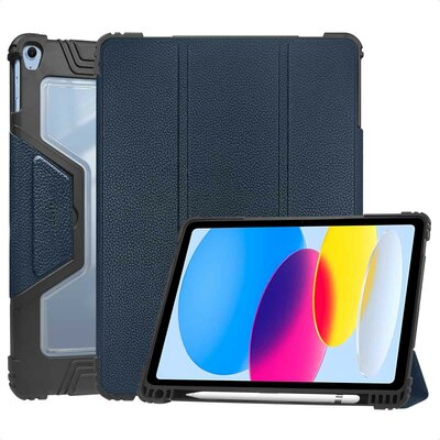 Accezz Rugged Trifold Klapphülle für das Apple iPad 11 (2025) 11 Zoll A16 / iPad 10 (2022) 10.9 Zoll - Dunkelblau
