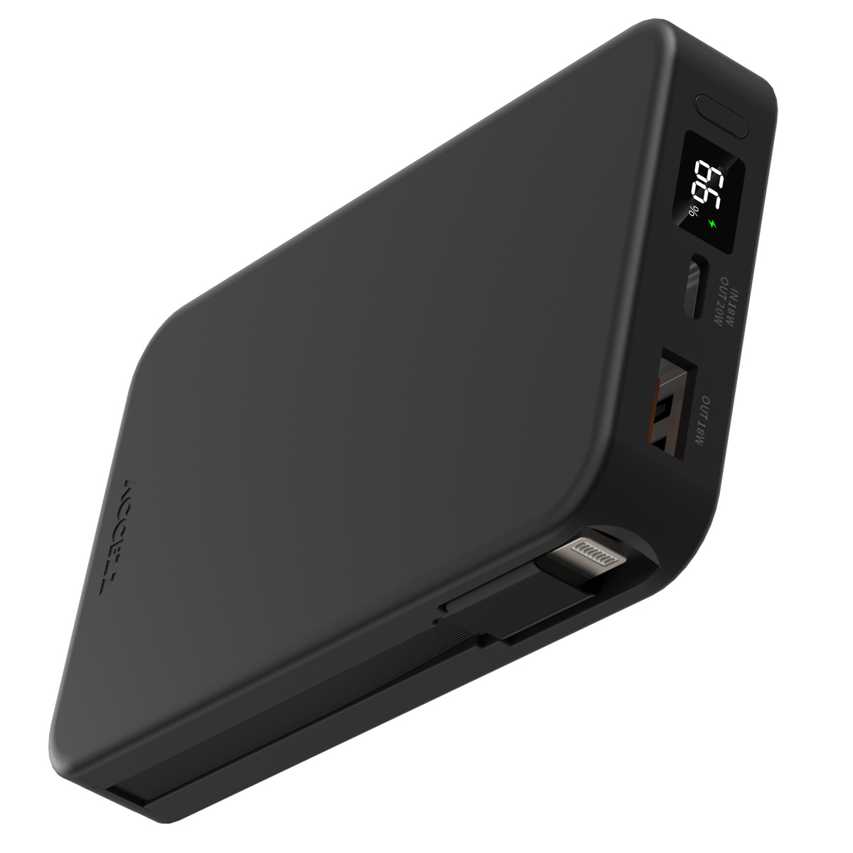 Accezz Powerbank 10.000 mAh mit integrierten Kabeln – Schwarz Accezz Powerbank 10.000 mAh mit integrierten Kabeln – Schwarz