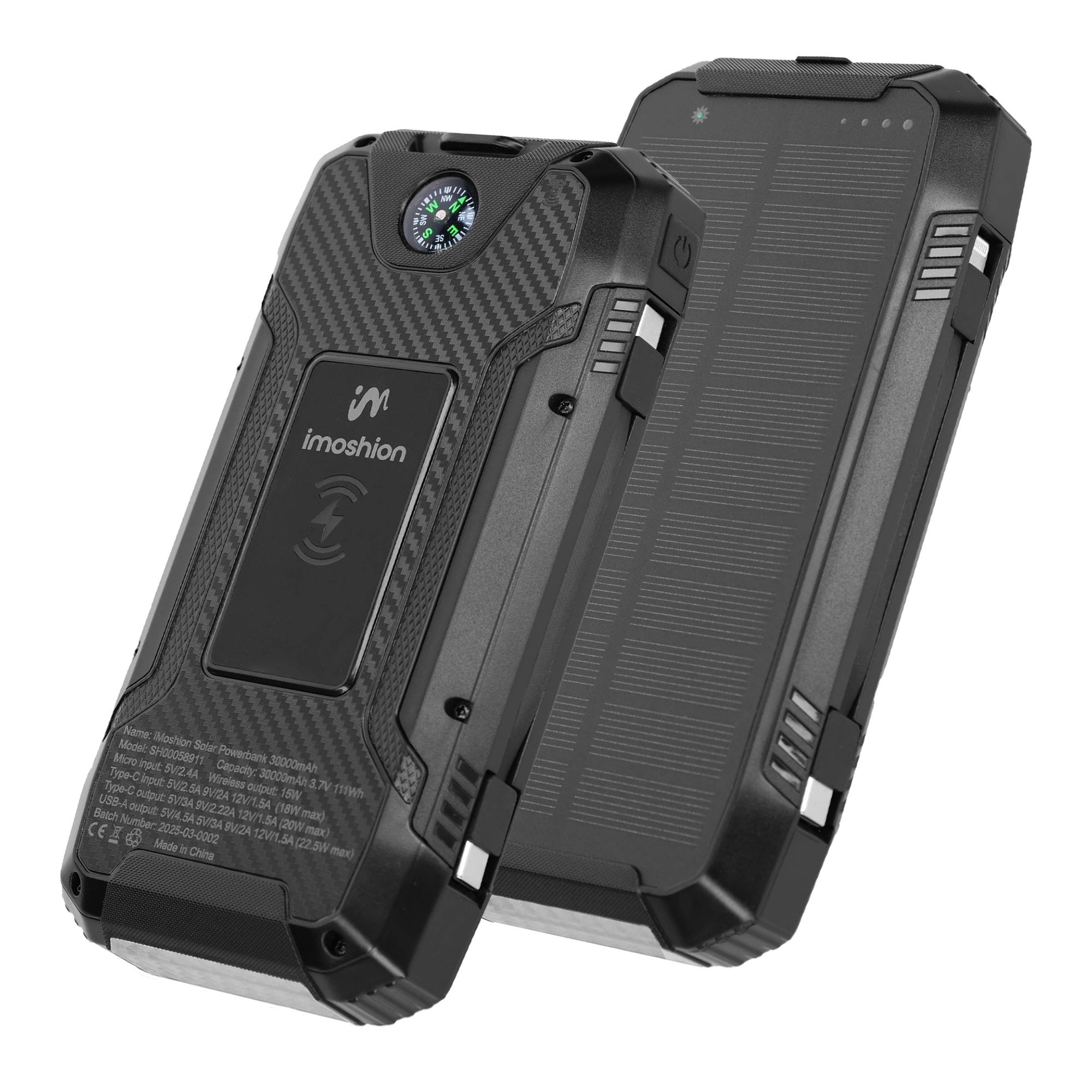 imoshion Solar Powerbank – Kabellose Powerbank mit Solarpanel – Schnellaufladung und Strom