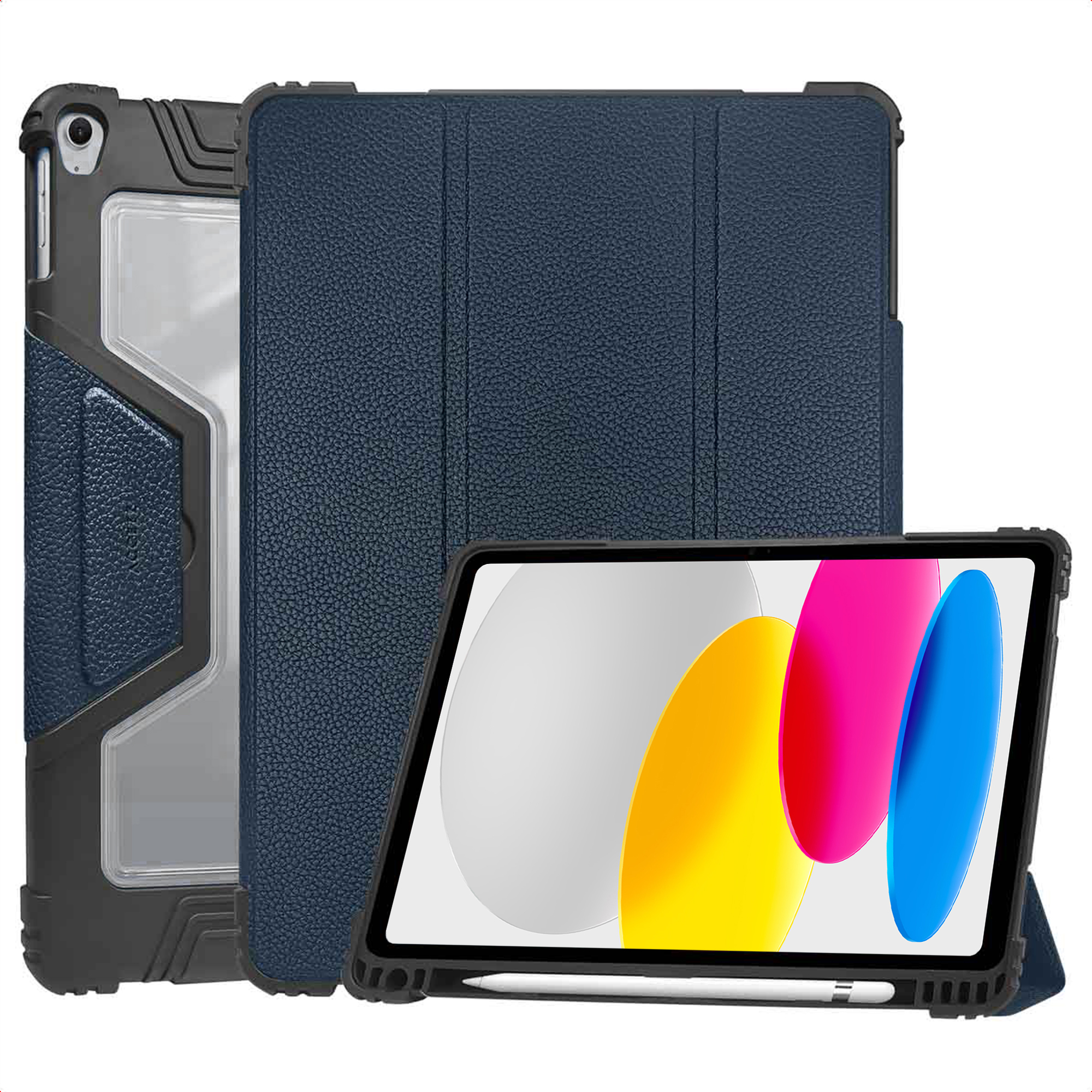 Accezz Rugged Trifold Klapphülle für das Apple iPad 11 (2025) 11 Zoll A16 / iPad 10 (2022) 10.9 Zoll - Dunkelblau